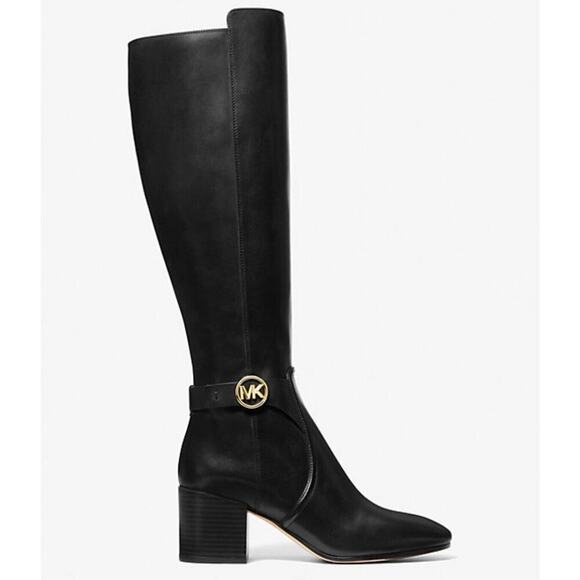Michael Kors Carmen Leather Tall Equestrian‎ Riding Boot Black 7.5 NEW NIB $375 - Picture 1 of 16